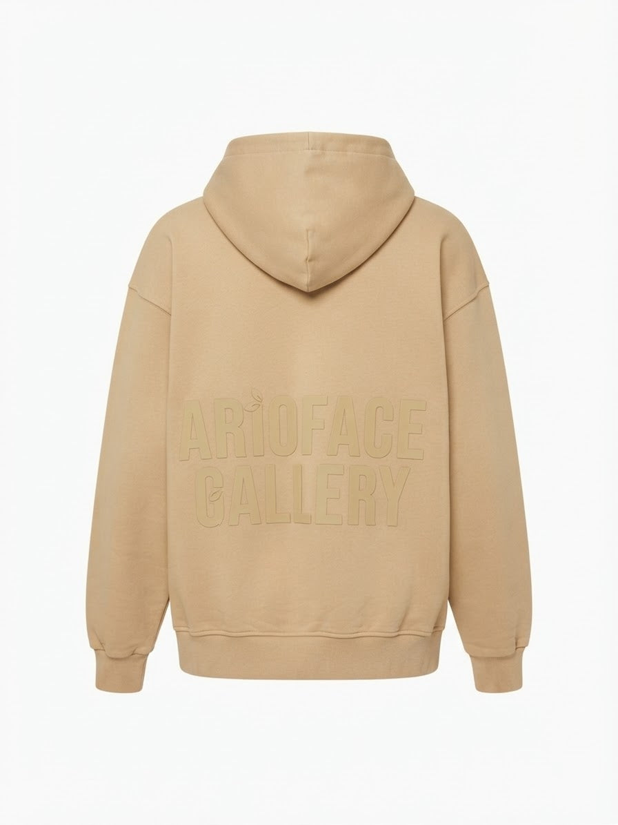 AR10FACE — "DECISIVE STEP" Oversized Hoodie (Beige)