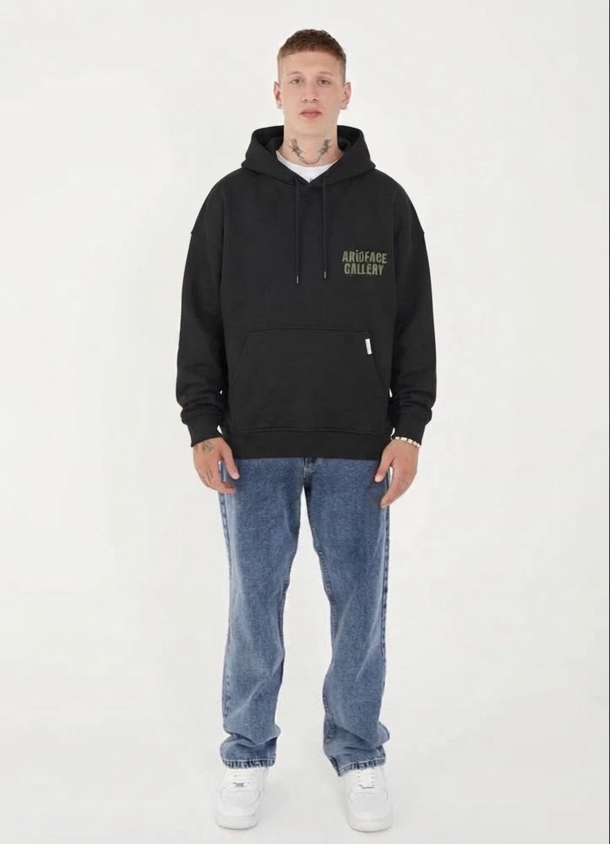 AR10FACE — "DECISIVE STEP" Oversized Hoodie (Black)