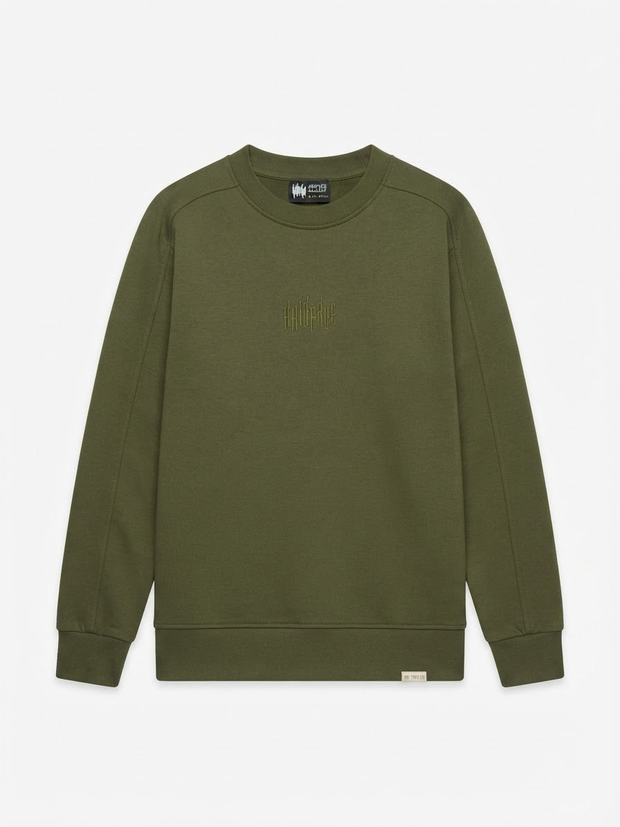 AR10FACE — "DECISIVE STEP" Slim-Fit Sweatshirt (Olive Green)