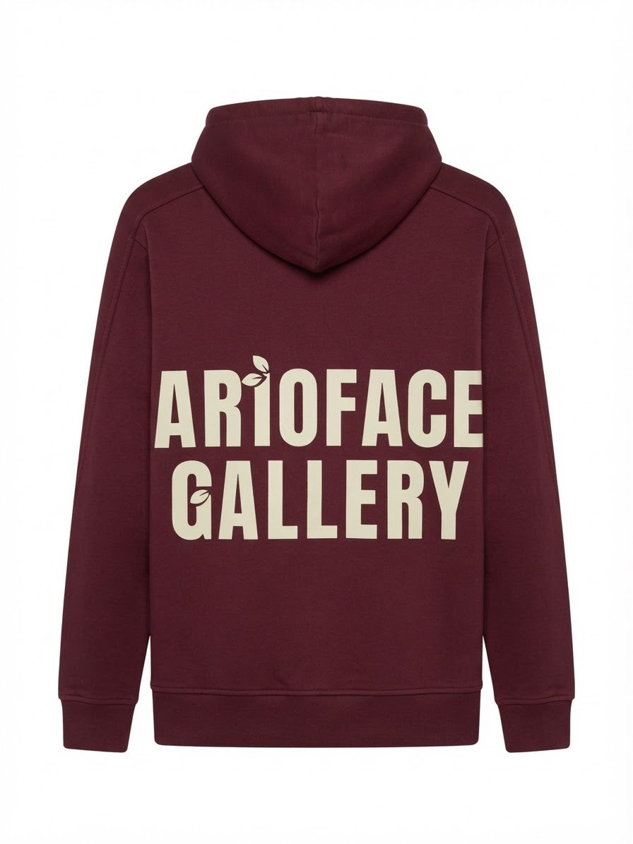 AR10FACE — "DECISIVE STEP" Slim-Fit Hoodie (Burgundy)