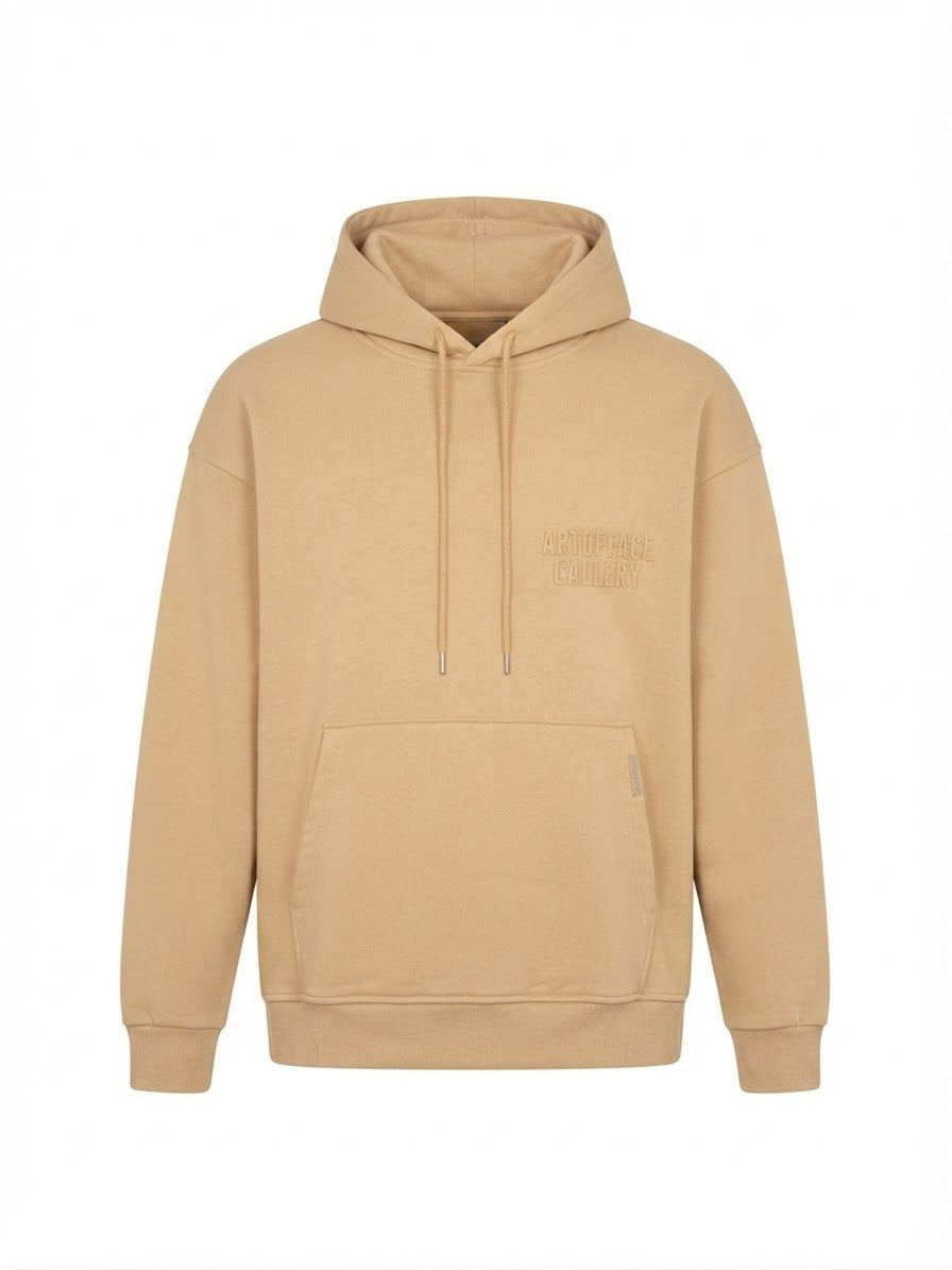 AR10FACE — "DECISIVE STEP" Oversized Hoodie (Beige)